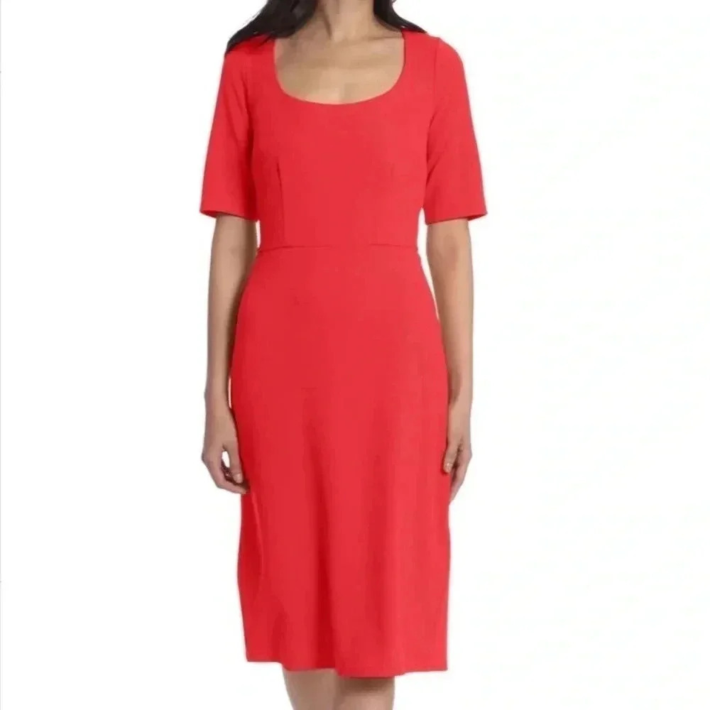 Maggy London Red Scoop Neck Sheath Dress NWOT